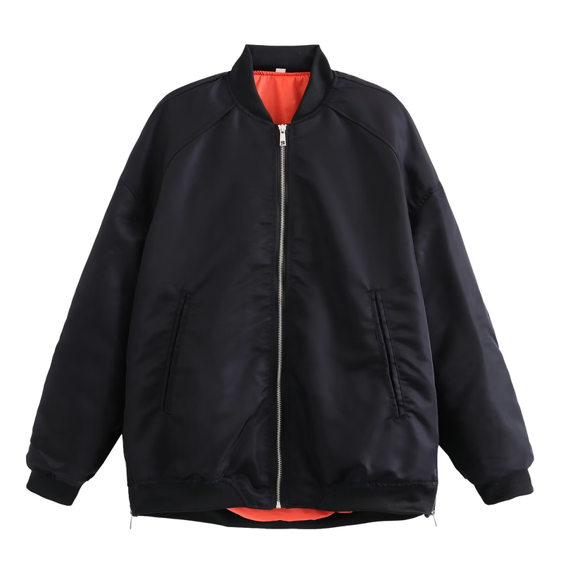 Women's plus-size bomber loose biker jacket_voghion.com
