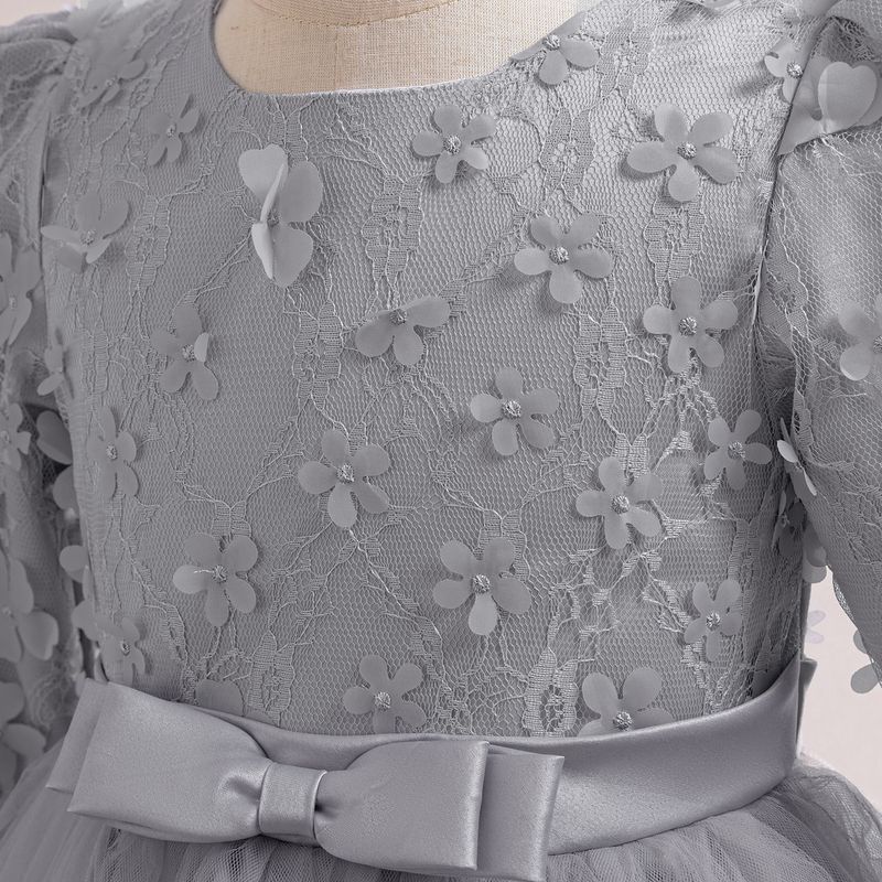 Vestido de princesa para madre e hijos, de manga larga, con apliques de malla, abullonado, para noche, día del niño, para espectáculos_voghion.com