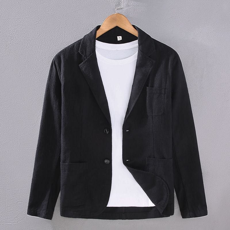 Casual Ramie Small Suit For Men, Versatile For Youth, Loose Fit For Business, Cotton And Linen Suit Jacket_voghion.com