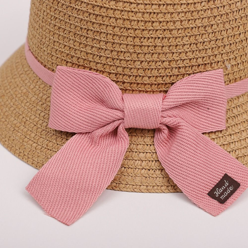 Set di berretti per borsa di paglia estivi per ragazza per 2-6 anni Cappello da sole per bambini Cappello da viaggio per protezione solare Cappello da spiaggia Cappello da pescatore per sole_voghion.com