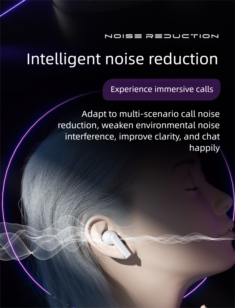 G61 Bluetooth Headset ENC Intelligent Noise Reduction Comfortable In-Ear Gaming Music Mecha Cool Appearance Ultra-Long_voghion.com