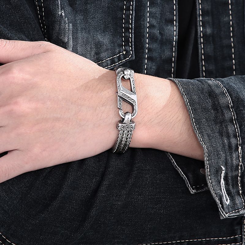 Herrenarmband aus Titanstahl mit Vintage-Drachenknochen-Design – langlebiger und stilvoller Unisex-Schmuck als Geschenk – Größen 7–11_voghion.com