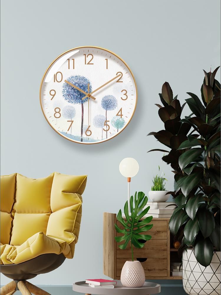 Orologio al quarzo silenzioso con secondi continui, stile pastorale, semplice, da parete, con fiore di tarassaco, Yipula 6260_voghion.com