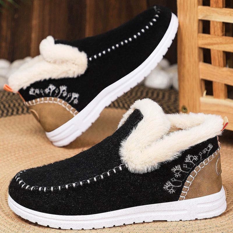 Inverno con fodera in pile, scarpe in cotone spesso per donna, stivali da neve caldi e resistenti al freddo, stivali corti alla moda slip-on_voghion.com