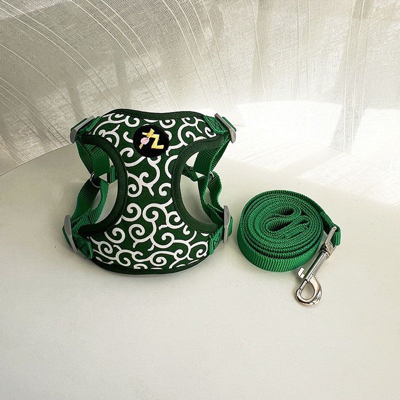 Japanse stijl Tang Grass patroon Sakura kat Corgi Shiba Inu harnas vest borstband kleine hondenriem_voghion.com