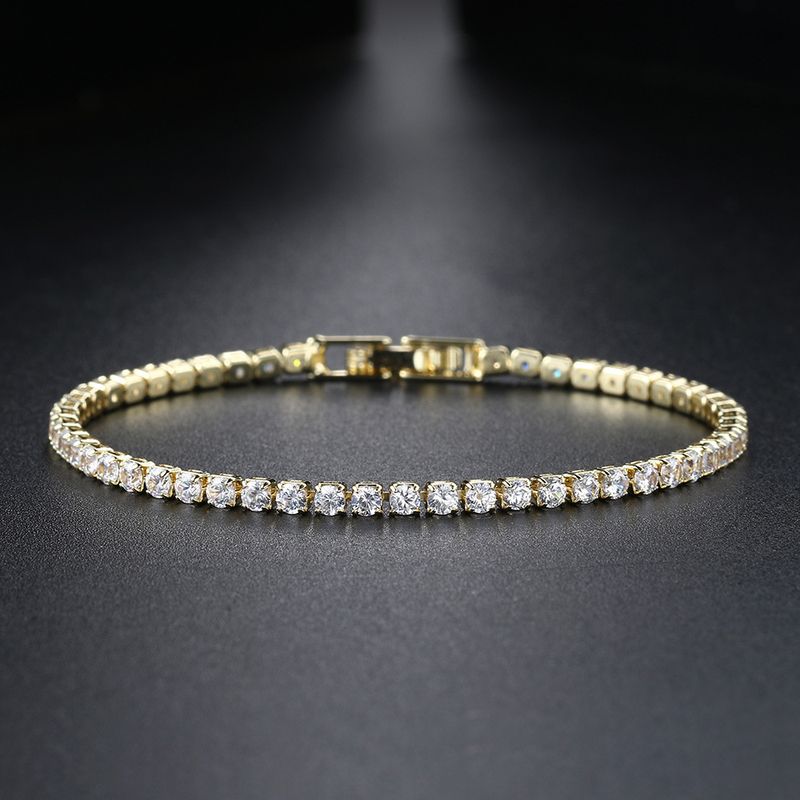 Brățară tenis unisex cu zirconiu pentru femei, brățară placată cu aur, cu un singur rând de diamant, bijuterii de vânzare fierbinte_voghion.com