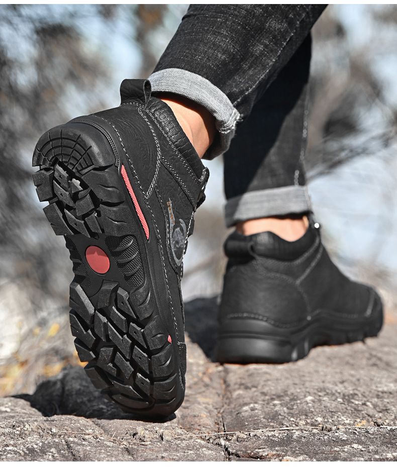 Neue High-Top-Schuhe mit Baumwollpolsterung, Herrenschuhe, High-Top-Schuhe mit Fleecefutter, warme Lederschuhe, wasserdichte Freizeitschuhe für Outdoor-Sportarten, rutschfeste Wanderschuhe_voghion.com