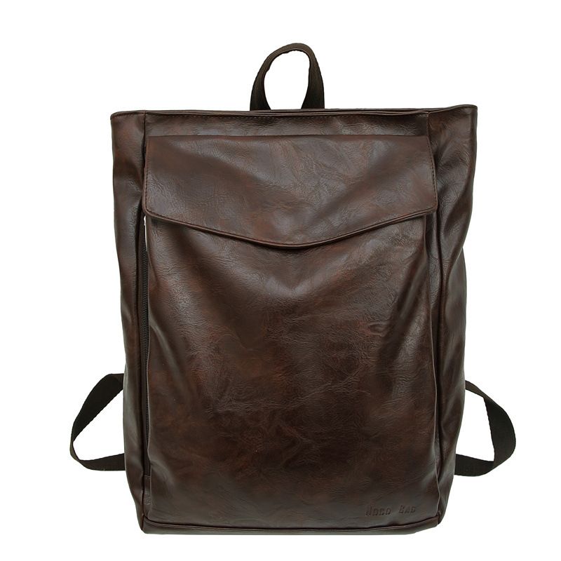 Backpack Men's Backpack Pu Solid Color Motorcycle Men's Large Backpack Travel Travel Daily Commute Large Capacity Backpack_voghion.com