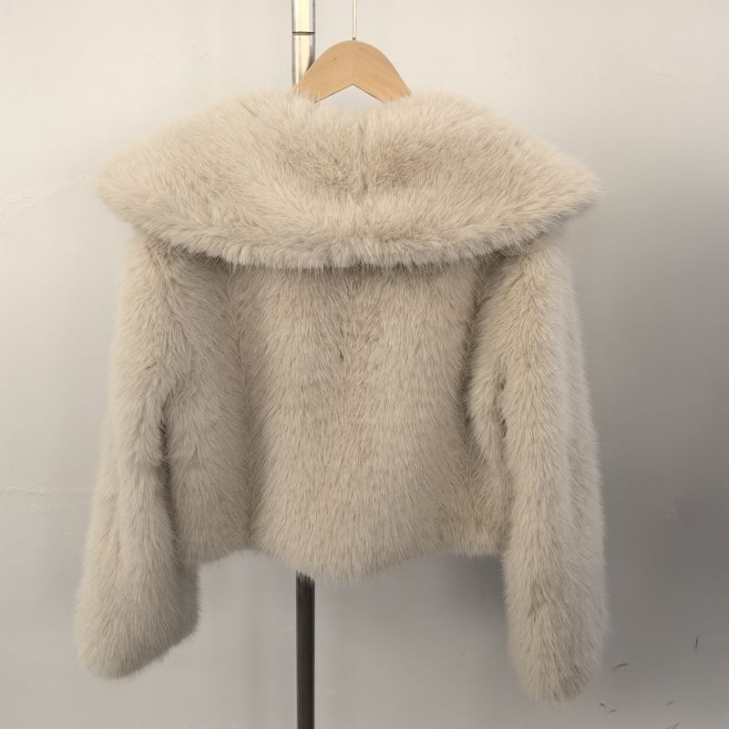Damenbekleidung Luxus-Fuchspelzmantel, kurze Damenjacke, Wintermode, Kunstpelzmantel mit Lederbesatz, anpassbare Farben und Größen_voghion.com