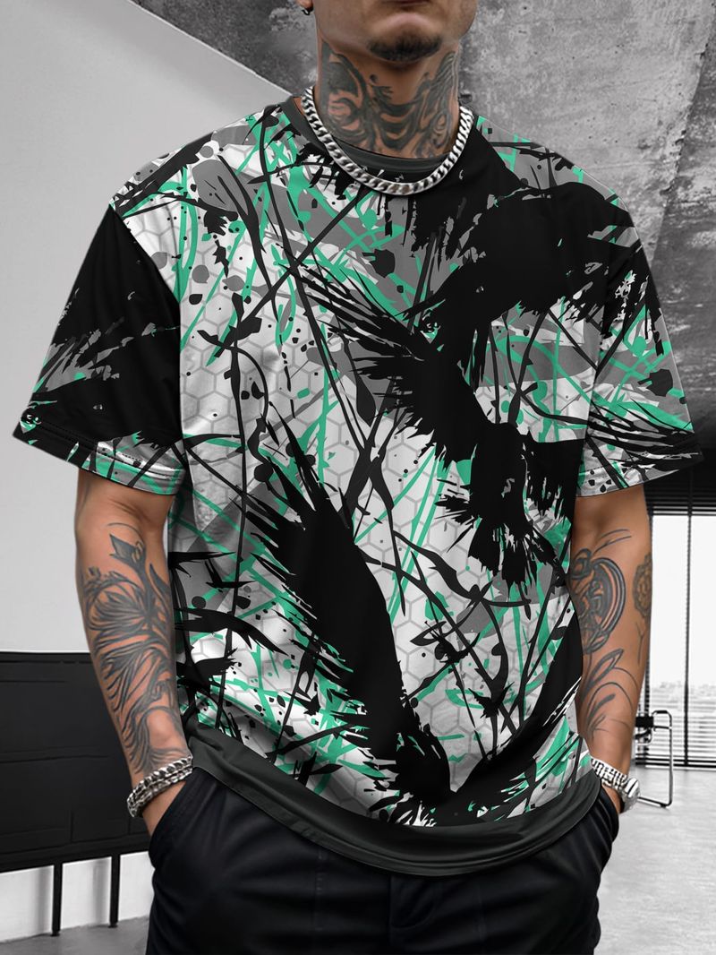 Nuovo design estivo da uomo, retrò, comodo, casual, elasticizzato, slim, basic, a maniche corte_voghion.com