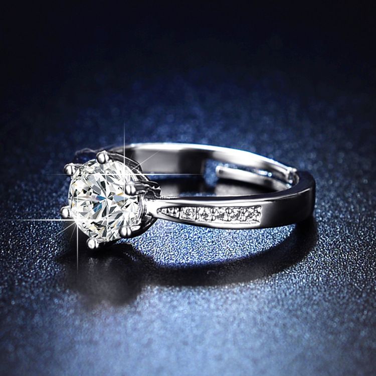 Moissanite kalp sekiz ok kadın bir karat basit altı pençeli alyans pırlanta yüzüğünün canlı yayın satışları,_voghion.com