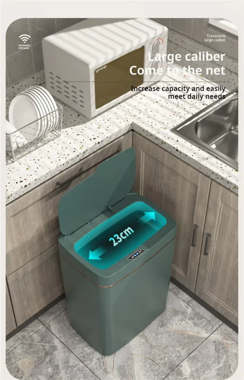 15-Liter Smart Trash Can Automatic Touchless, Waterproof Sensor Trash Bin For Bathroom Kitchen Bedroom, Odorless Modern Basket_voghion.com