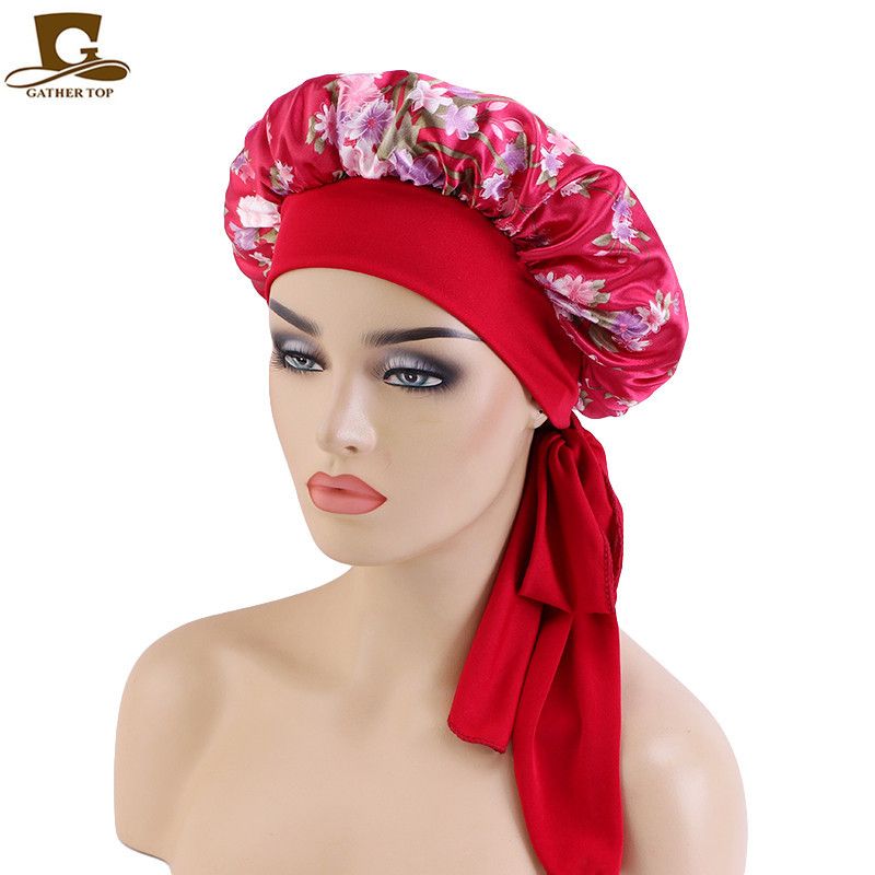 Europees en Amerikaans elastisch lint satijn bedrukt slaap verstelbare band bad schoonheid haarverzorging muts JDB-301J_voghion.com