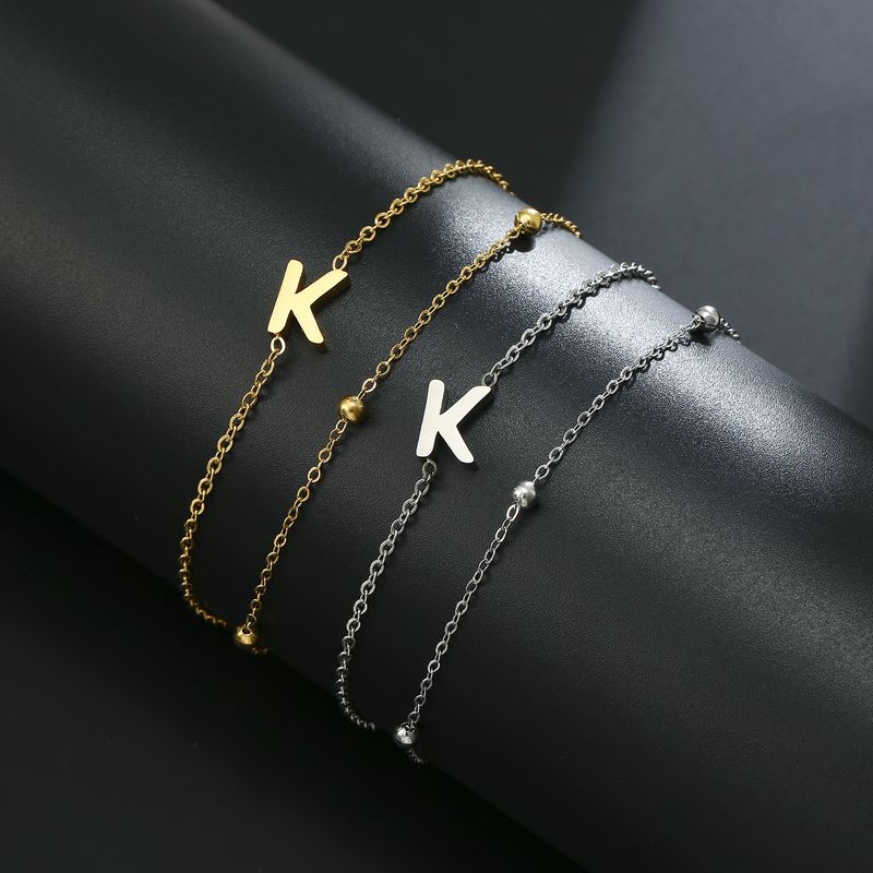 Titanium Stol Armband personaliséiert Moud geschnidden Edelstahl 26 Englesch Buschtawen Duebel Schicht Ronn Perlen Armband_voghion.com