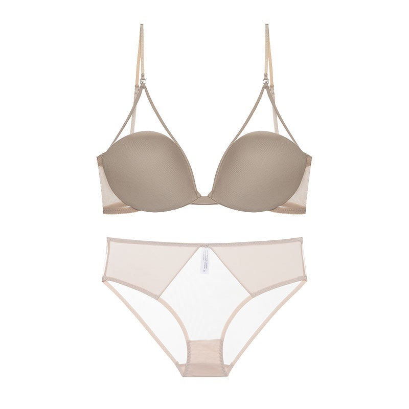 French style U-shaped backless, traceless, beautiful back lingerie with small chest and large gathering without steel_voghion.com