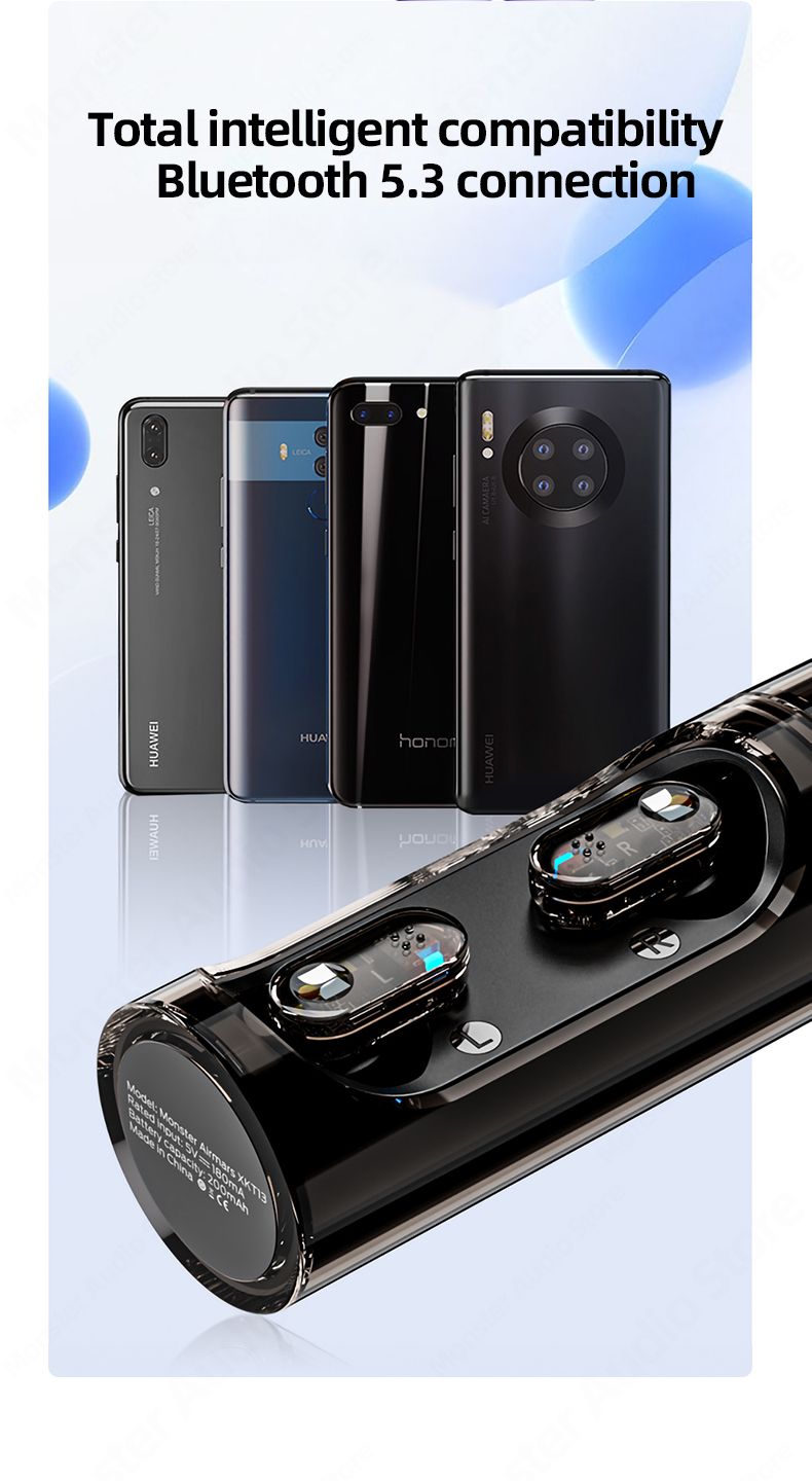 Monster XKT13 Bluetooth-Ohrhörer, Gaming-Headset, Rauschunterdrückung, lange Standby-Ohrhörer, drehbare transparente Schale_voghion.com