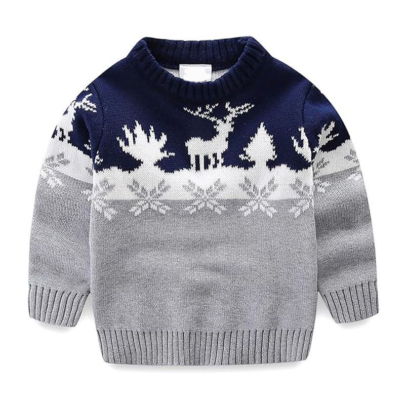 Pull en tricot doux pour enfants, motif dessin animé, unisexe, avec imprimés amusants (100-140 cm)_voghion.com