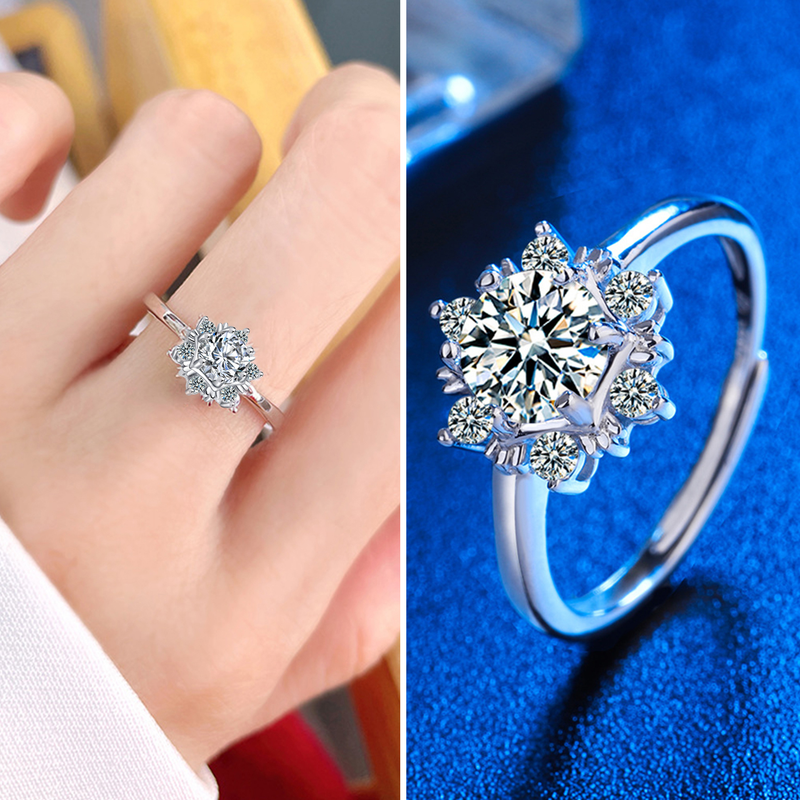 Δαχτυλίδι Yamaler Γυαλιστερό Rhinestone Inlay Snowflake Open Δαχτυλίδι Κομψή διακόσμηση Χάλκινο κόσμημα Γυναικείο δαχτυλίδι δαχτυλίδι Αξεσουάρ συμποσίου Δώρο κοσμήματος_voghion.com