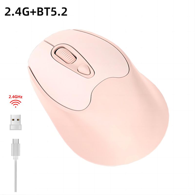 New dual-mode wireless mouse 2.4G+BT5.2 charging 4D silent ergonomics 1600dpi unisex_voghion.com