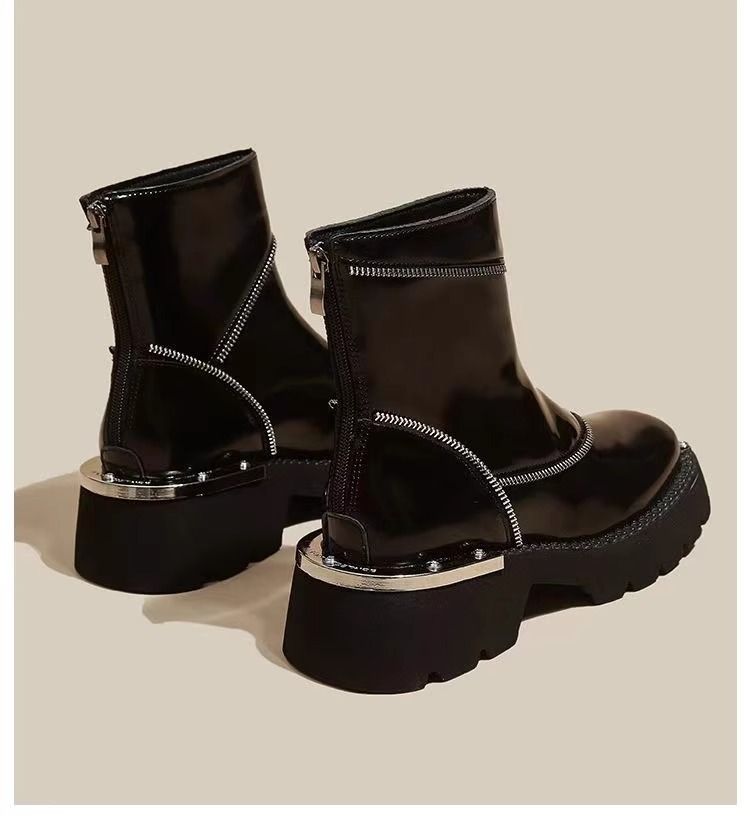 Stivali Martin con suola spessa da donna, nuovi stivali corti in metallo retrò per autunno e inverno_voghion.com