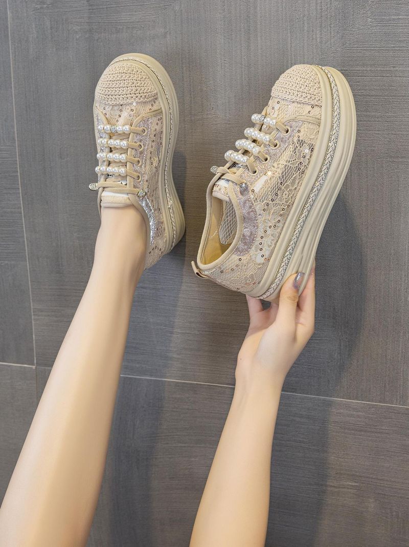 Rutschfeste Damenschuhe, 2025 Sommer Neue multifunktionale Spitze Mesh Atmungsaktive dicke Unterseite Casual Lefebvre Schuhe Sneakers Modische_voghion.com