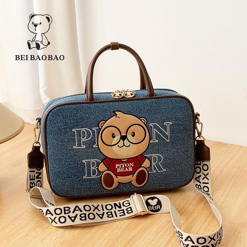 Borsa a tracolla grande con tracolla singola e tracolla larga da donna, borsa a tracolla grande con orso dei cartoni animati, 2025_voghion.com