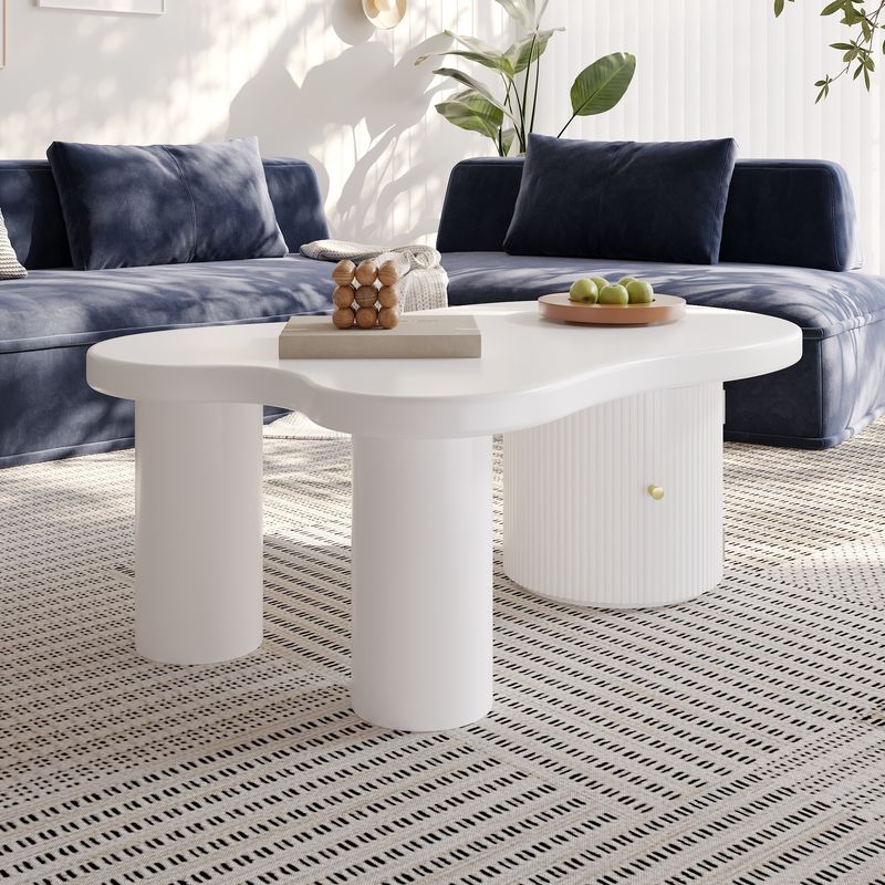 Table basse asymétrique avec rangement, design élégant et durable pour salon et bureau_voghion.com