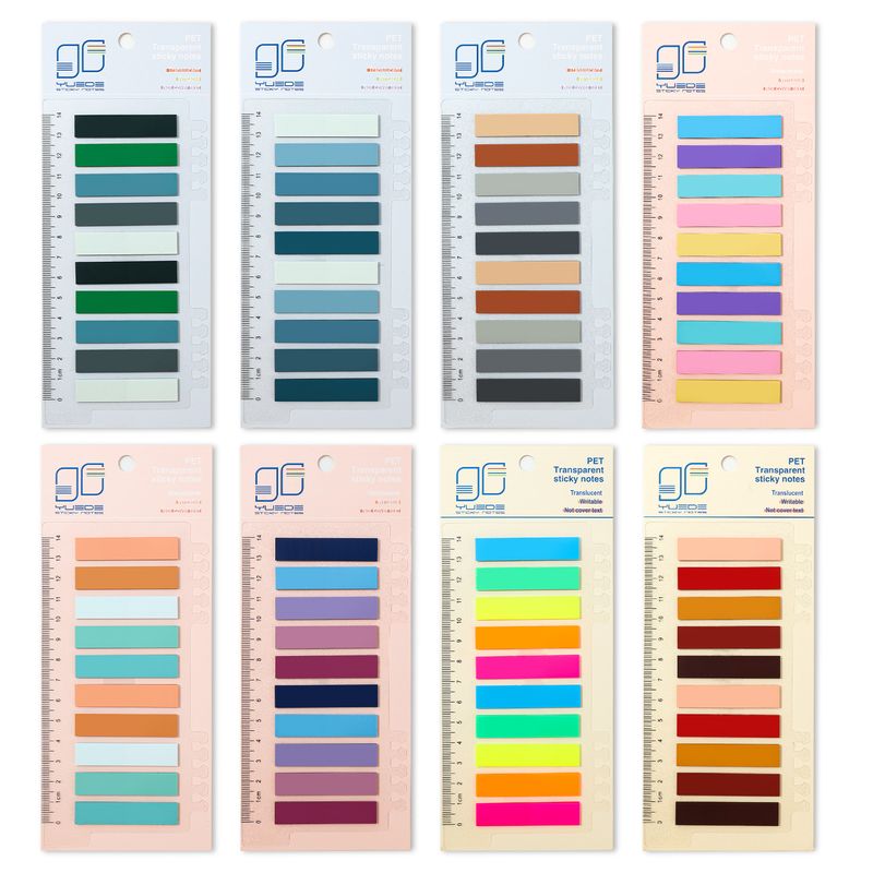 Yueda 40 Farbe Morandi Index Aufkleber Durchscheinendes Etikett Fluoreszierende Anzeige Post-it Notizen Student Supplies Transparenter Aufkleber_voghion.com