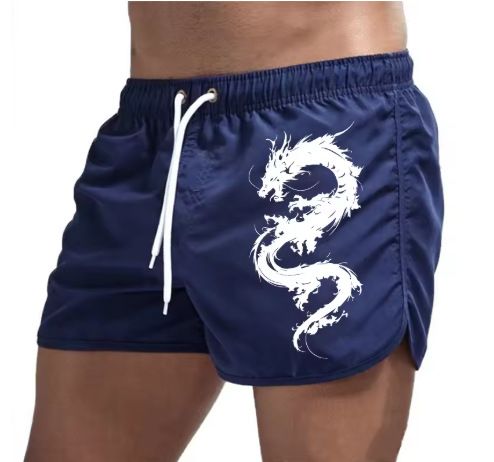 Men's Quick-Dry Polyester Beach Shorts With Dragon Print - Lightweight, Breathable Stylish For Summer Sports & Casual Wear (Multiple Colors & )_voghion.com