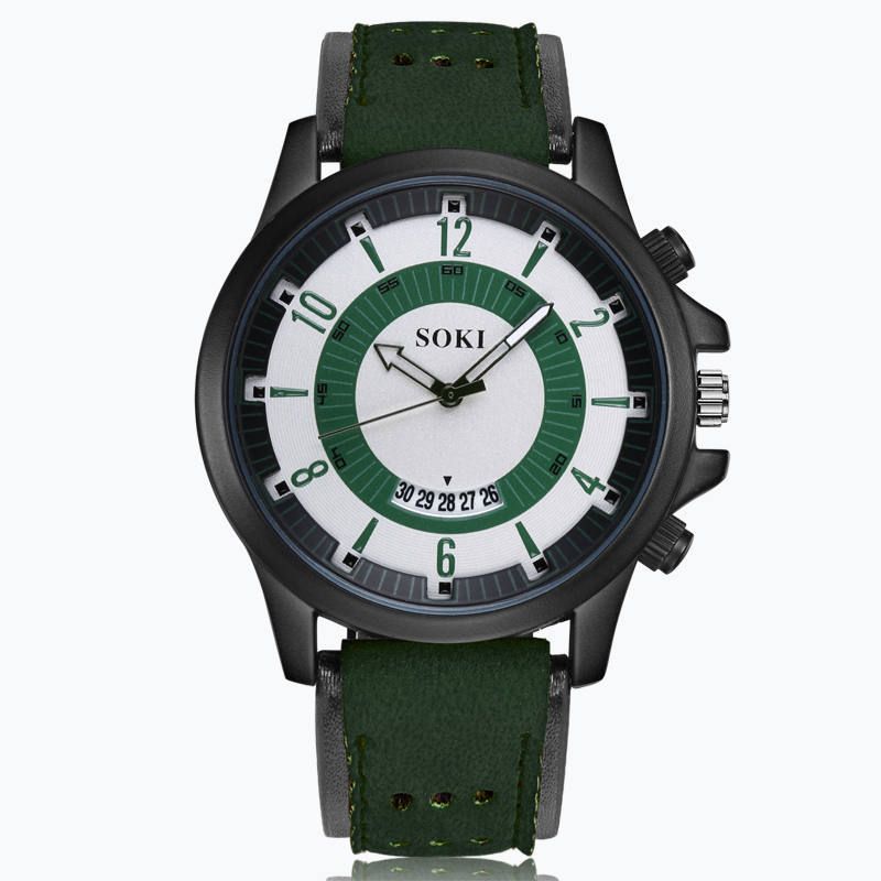Sports Fashion Large Dial Matte Strap Military Calendar Men's Watch_voghion.com