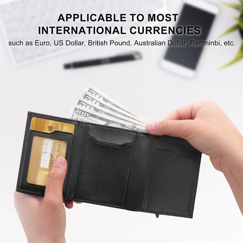 Heren portemonnee kaarthouders RFID Guangzhou grote capaciteit portemonnee aluminiumlegering koolstofvezel kaarthouder zijwaarts duwen automatisch drievoudig opvouwbaar draagbaar_voghion.com