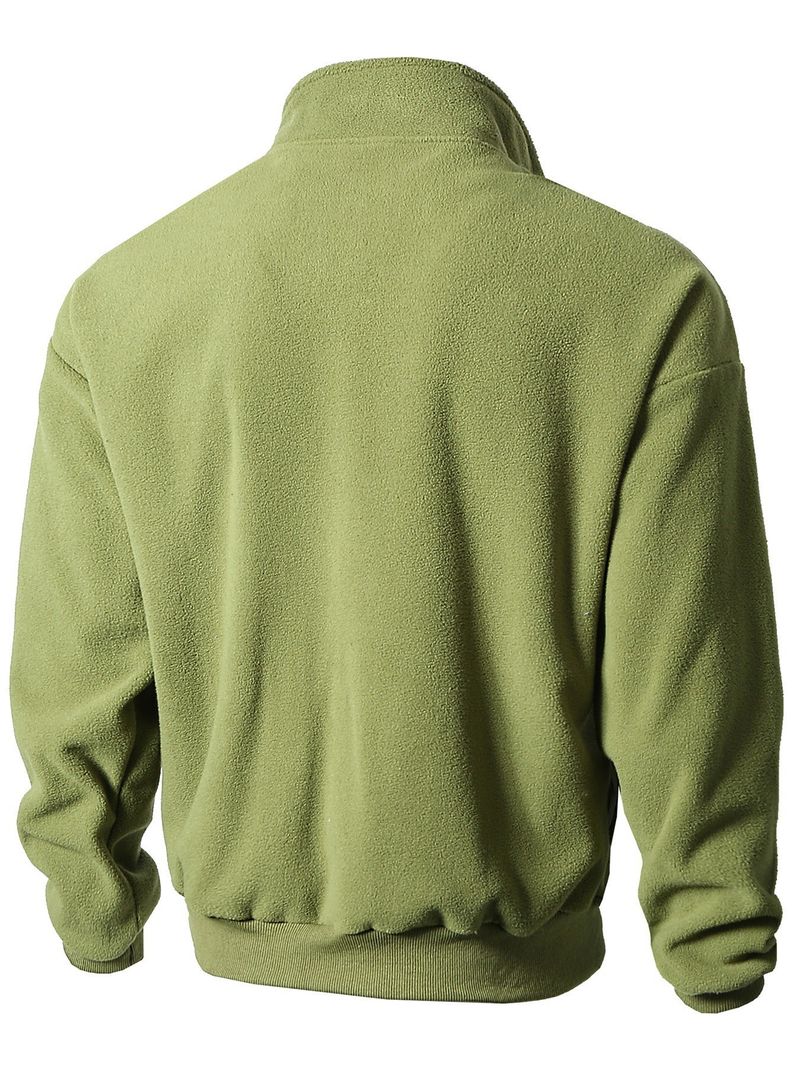 Chaqueta informal con capucha y cremallera para hombre - Sudadera ligera con cuello alto y forro polar para otoño e invierno (gris, negro, verde, beige)_voghion.com