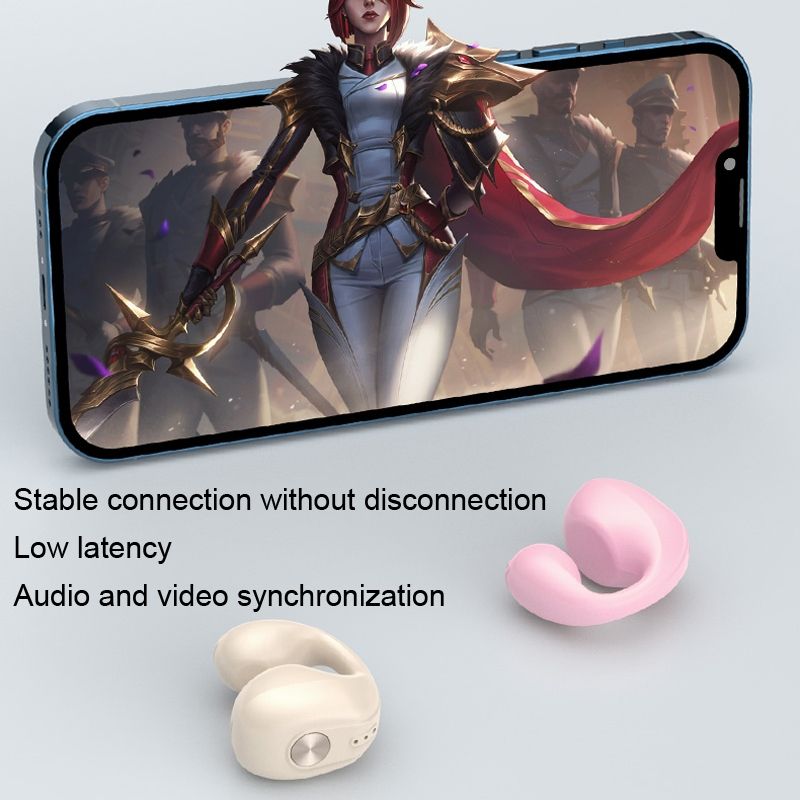 Fones de ouvido sem fio Bluetooth de condução óssea de ouvido duplo com clipe para orelha, mini esporte (preto)_voghion.com