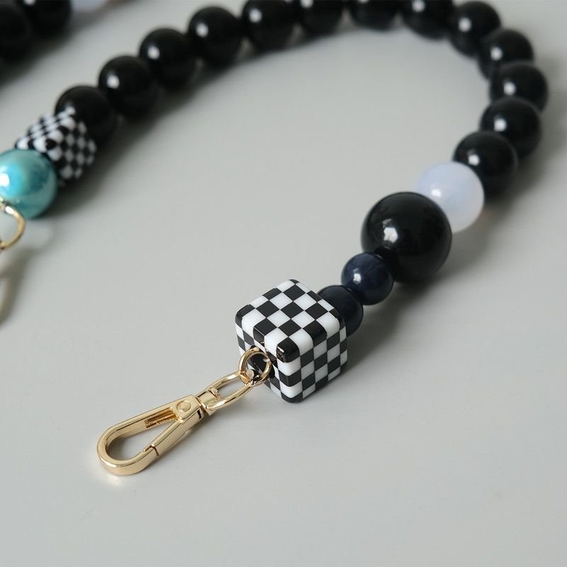 Mode Vintage Handgemaakte Kleur-Block Zwarte Hars Tas Handheld Acryl Kralenketting_voghion.com