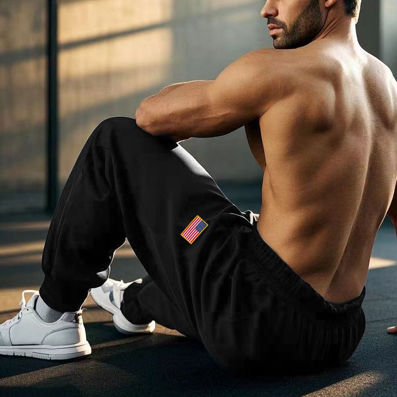 Calça de moletom masculina folgada, estilo americano, estilo casual, simples, com cordão, para o Dia da Independência, da Cross Border Independent Station, primavera e outono_voghion.com