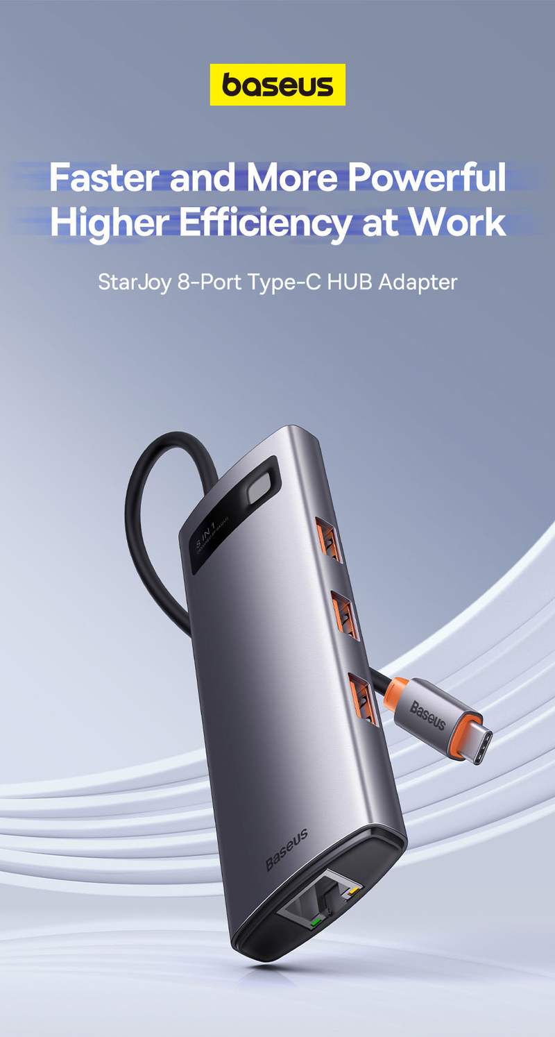 Baseus 10Gbps USB C Hub Type C To HDMI-compatible USB Adapter Ethernet Port Docking Station For MacBook Air M1 M2 USB Splitter_voghion.com