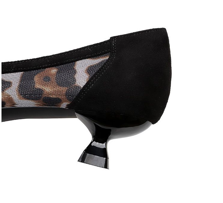 230-26 Style Pointed Sexy Lace Women's Shoes With Bow, Wine Glass Comfortable Low Heel, Shallow Mouth Leopard Print_voghion.com