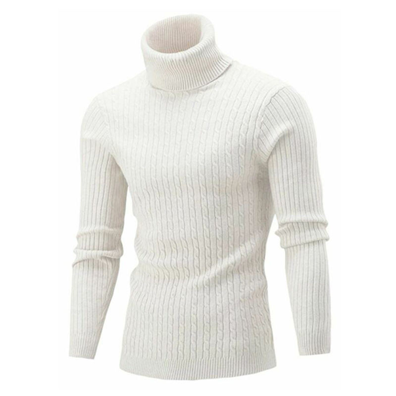 Automne et hiver pull à manches longues décontracté lin col haut hommes tricots bas haut_voghion.com
