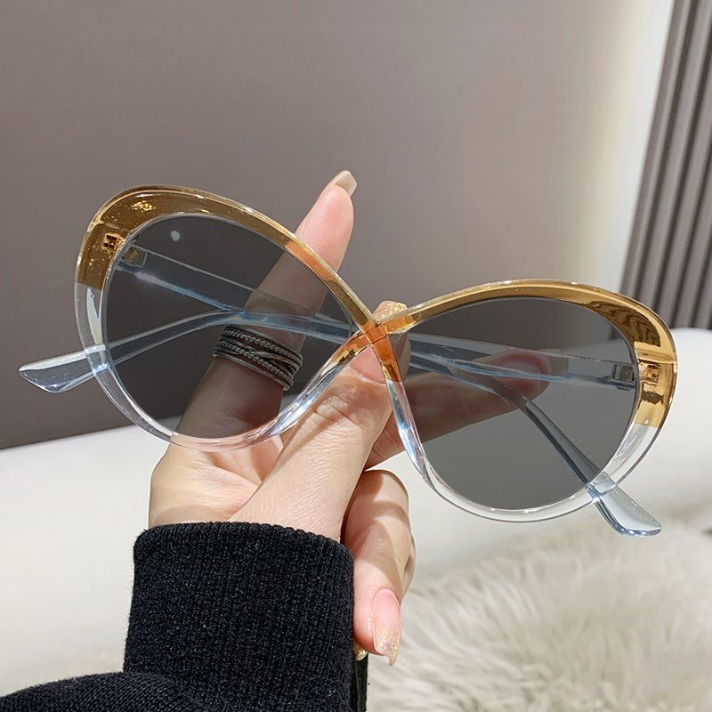 2024 Nouvelle monture de lunettes à plaque ovale Monture de lunettes pour chat Lunettes anti-lumière bleue à blocs de couleurs Monture de lunettes pour ordinateur_voghion.com