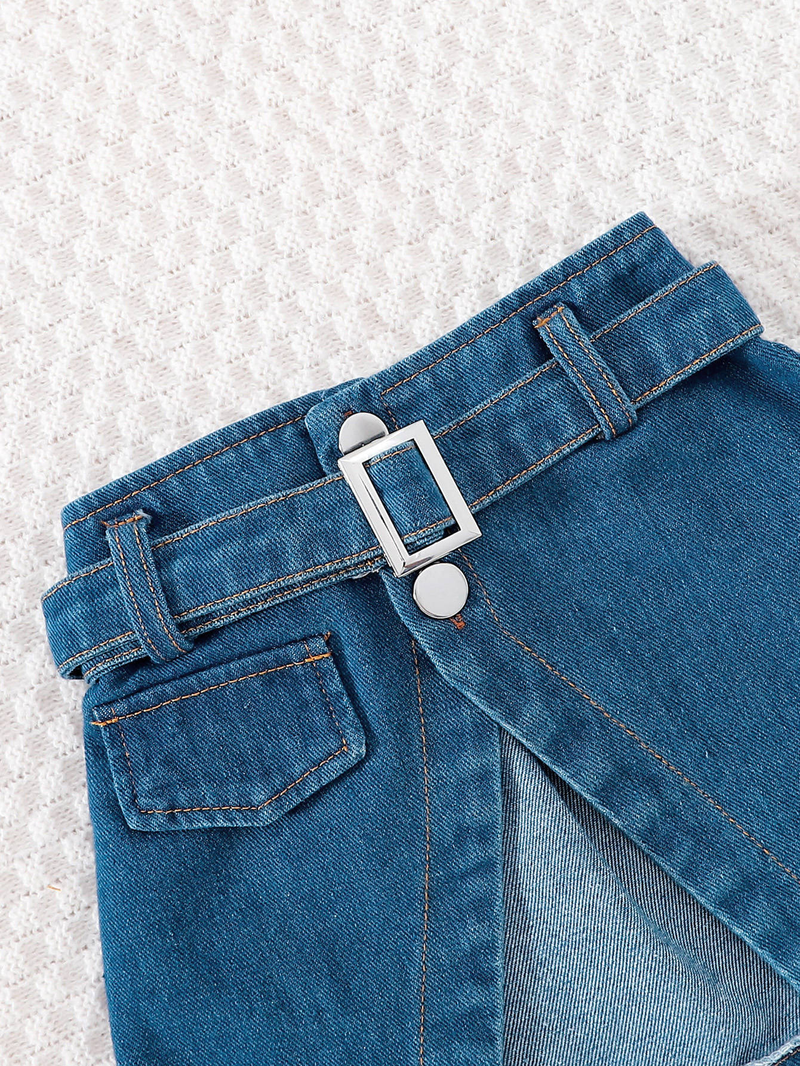 Mutter & Kinder kinder off-die-schulter brief lange top unregelmäßigen denim rock casual mädchen anzug_voghion.com