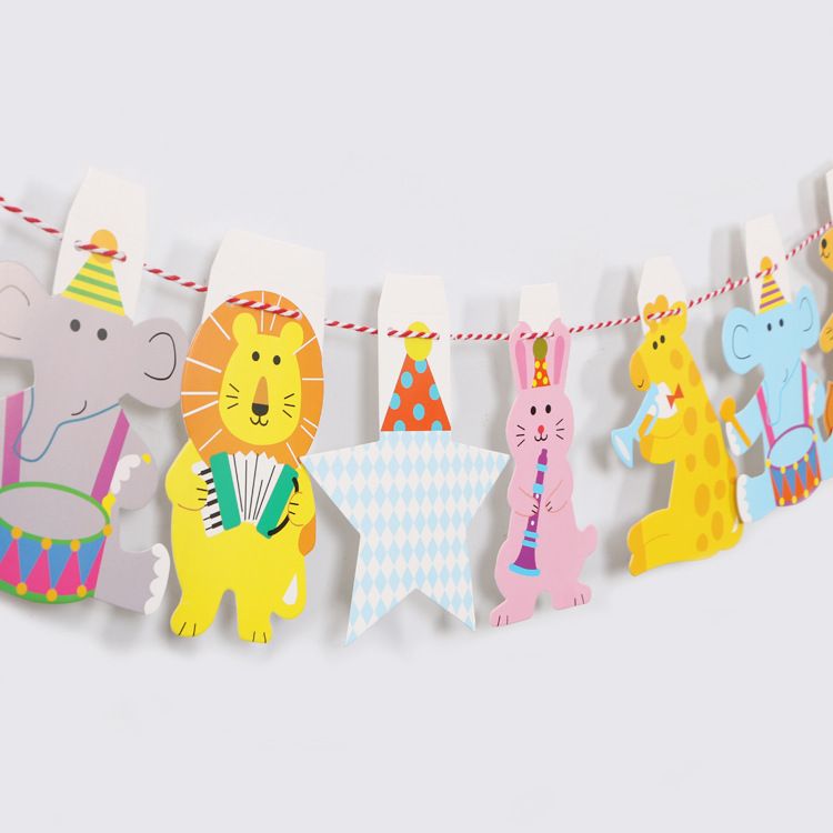 Banderole d'anniversaire sur le thème des animaux, 15 pièces, guirlande en papier colorée à faire soi-même pour décoration de chambre d'enfant, baby shower et célébration en classe._voghion.com