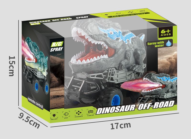 Wireless RC Dinosaur Truck – Stunt Spray Car With LED Lights, Rechargeable Battery, Off-Road Monster Toy For Boys & Girls (2.4GHz Remote Control)_voghion.com
