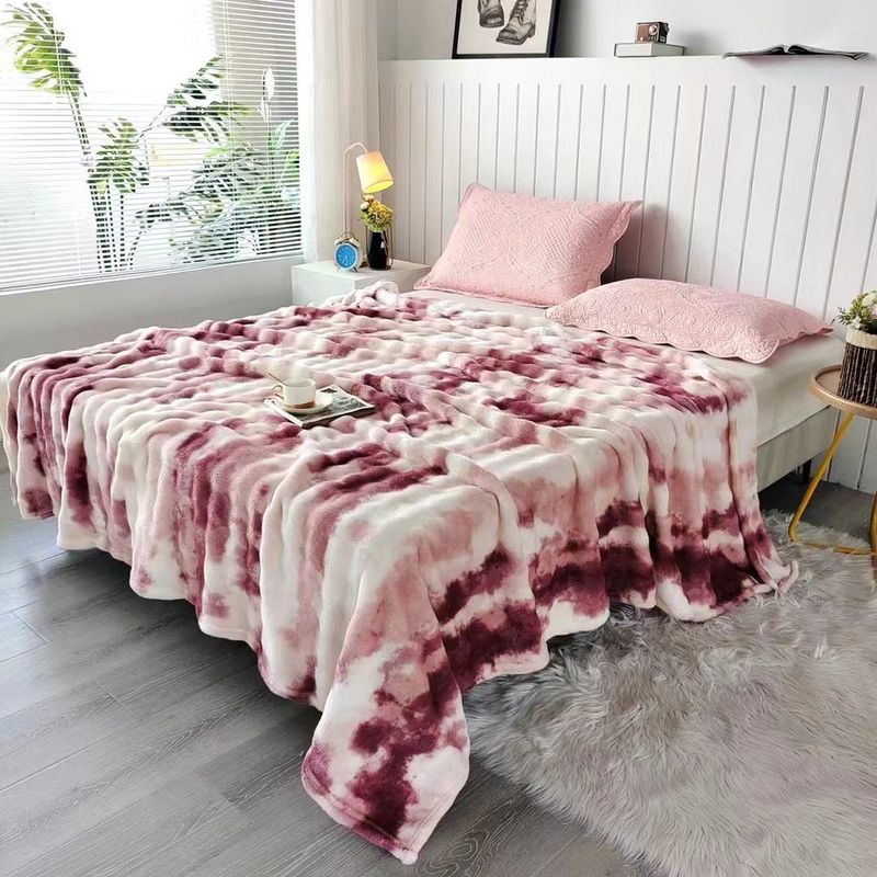Cobertor de pele de coelho de luxo, tingido com cores combinando, cobertor de veludo bolha, cobertor para presente, cobertor para sofá_voghion.com