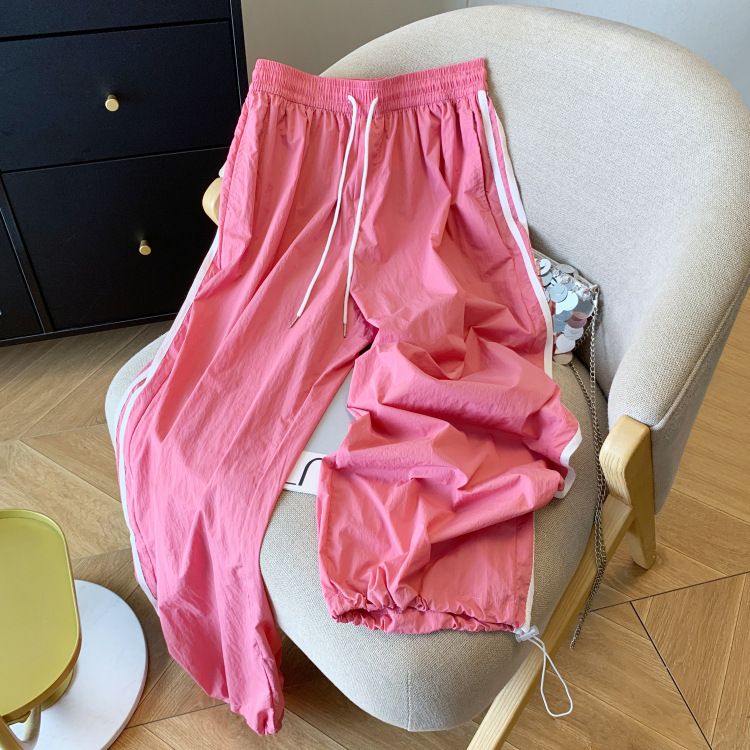 Pantaloni sportivi casual da donna, estivi, con elastico in vita e coulisse, nuovi design, larghi e larghi._voghion.com