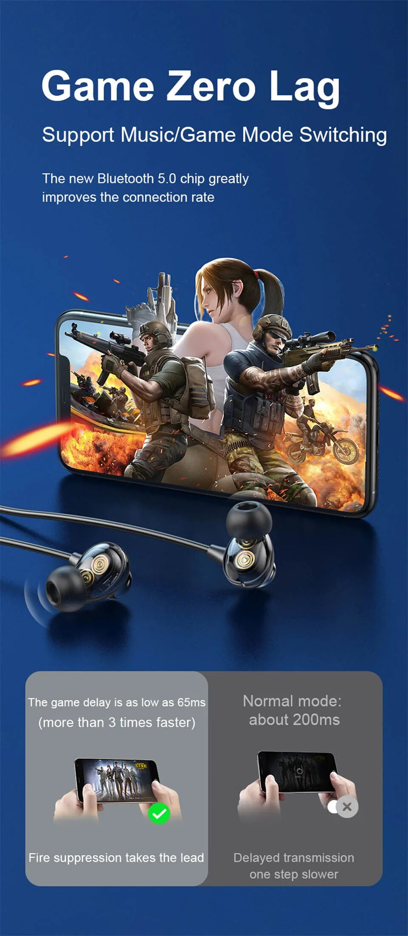 Wireless Headset Necklace And Bluetooth Headset 100-hour Long Battery With Microphone Earmuff Sports Noise Reduction_voghion.com