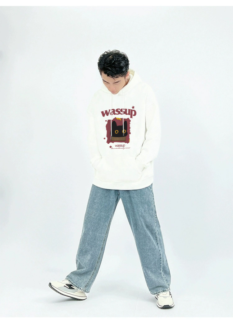 Abbigliamento maschile Moda simpatico cartone animato coniglio design felpa con cappuccio uomini e donne coppie aggiungere velluto_voghion.com
