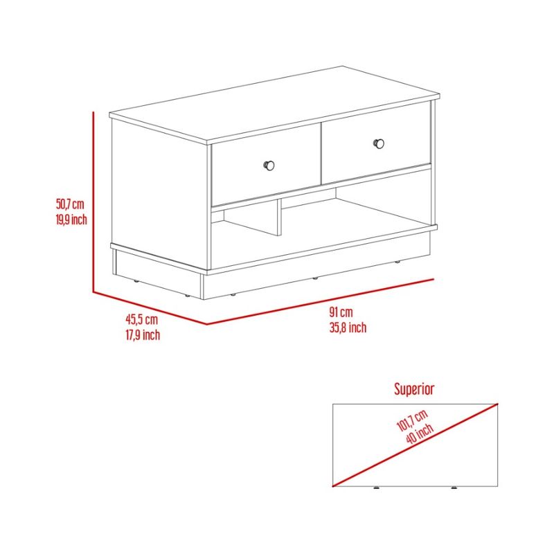 Gue Willamette 2Drawer Rectangle Storage Black 2Shelf Bench_voghion.com
