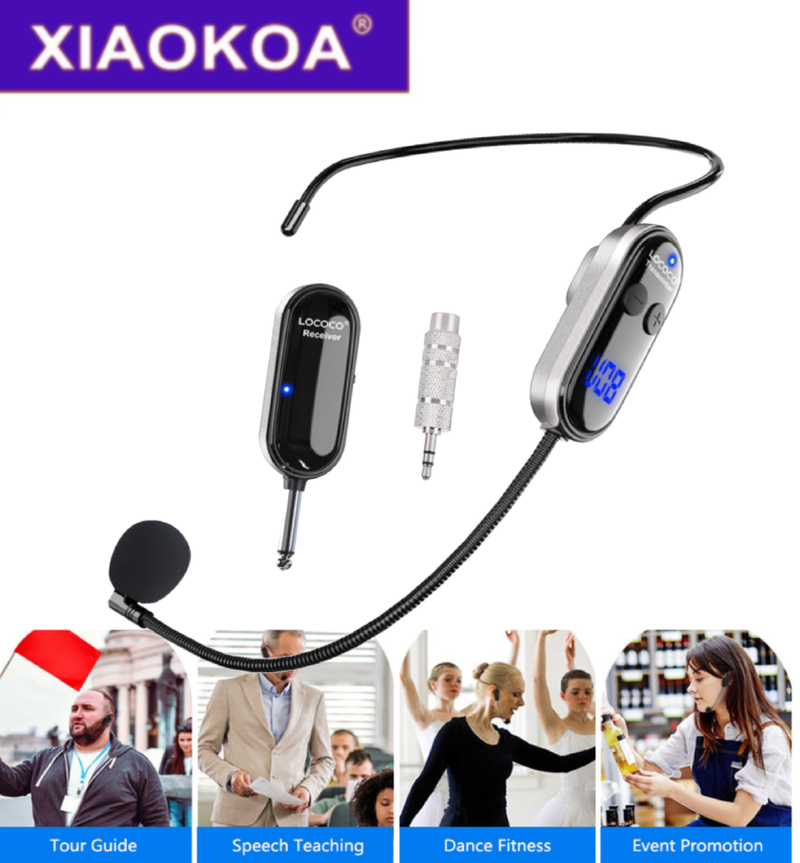 XIAOKOA LOCOCO UHF Wireless Mic System mat LED Digital Display165 ft Range Mikrofon fir Voice Amplifier_voghion.com