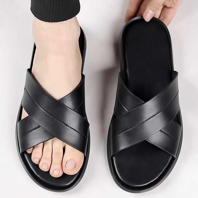 Sommer 2025: Neue modische und trendige einteilige Anti-Rutsch-Sandalen aus Leder für Herren_voghion.com