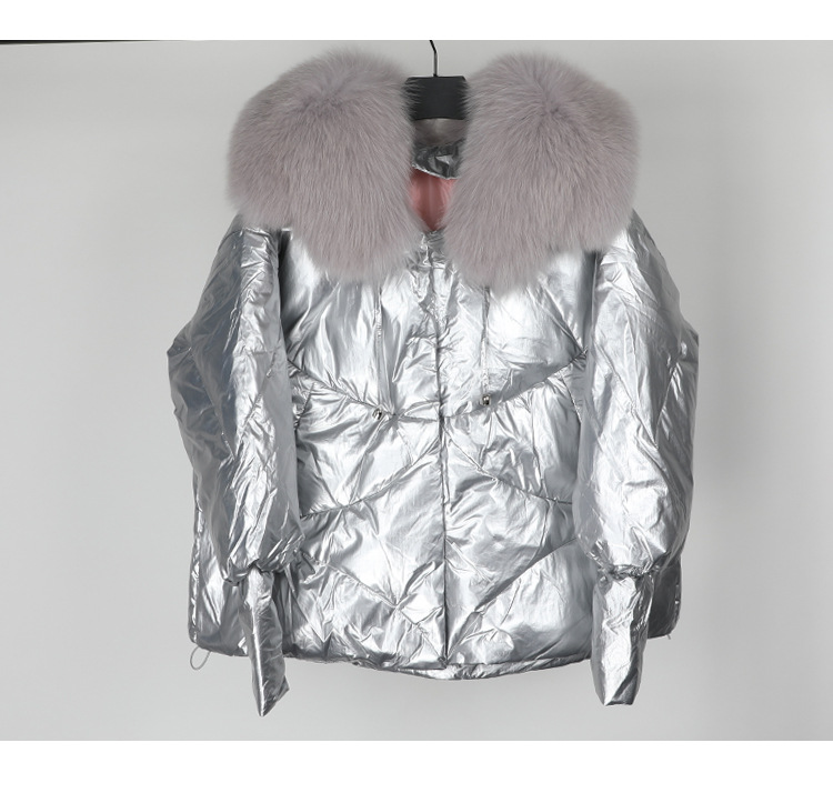 Damen Fuchspelzkragen Kurze warme Jacke Jacke_voghion.com